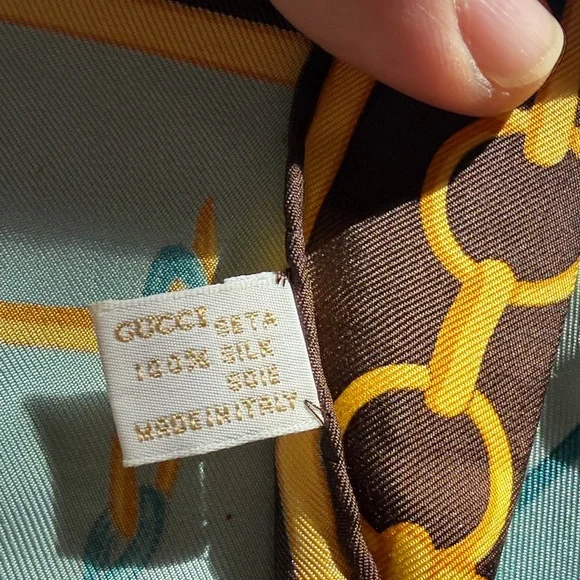 Gucci Blue and Gold Equestrian Scarf - Picture 5 of 5